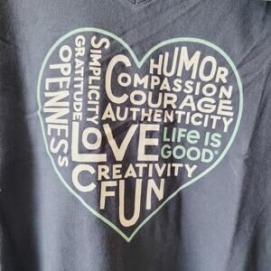 Life Is Good Shirt Womens XL Blue Crusher Tee V Neck Heart Love Fun Graphic NWT